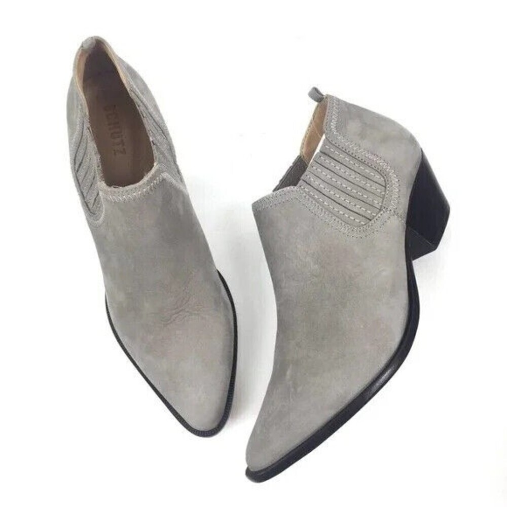 Schutz Womens Jacqueline Taupe Leather Almond Toe Ankle Booties Size 9.5 B